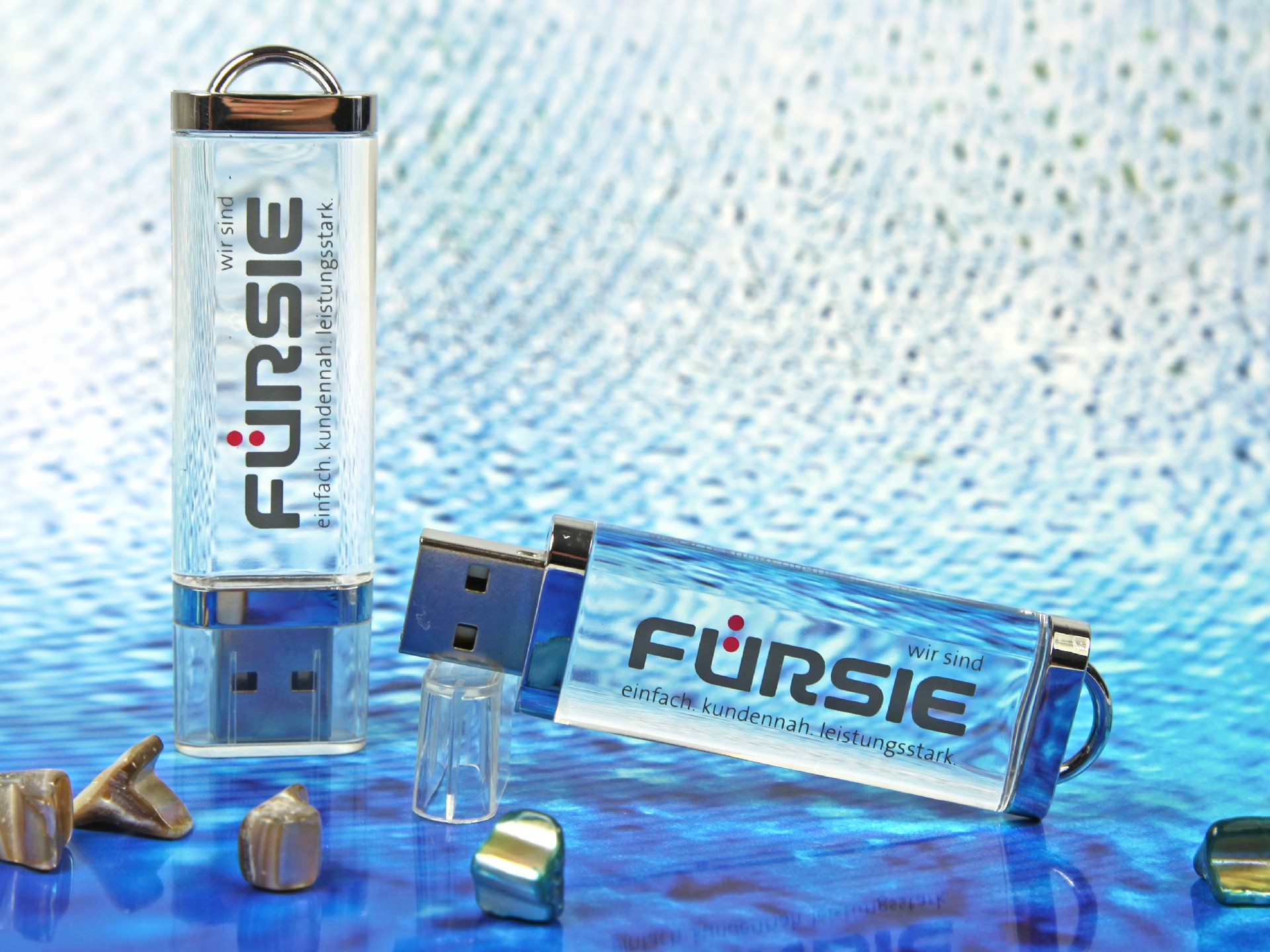 usb stick transparent schllicht kristall werbung logo