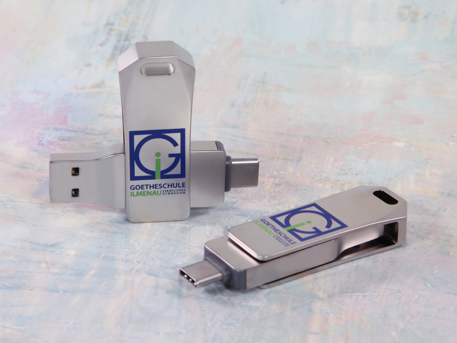 usb stick twin metall drehbar edel digitaldruck