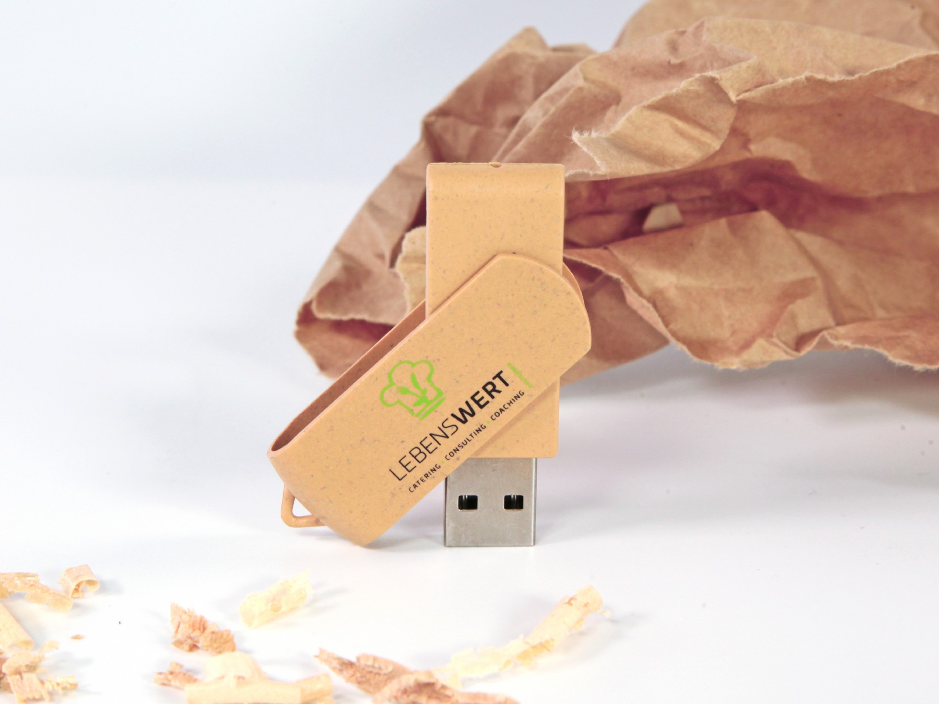 usb stick twister pla biokunststoff natur öko digitaldruck