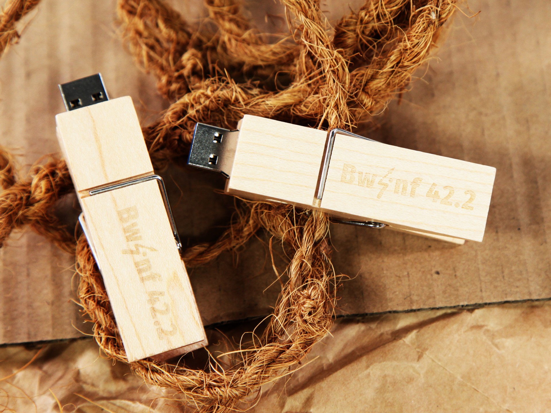 usb wã¤scheklammer holz mit logo gravur