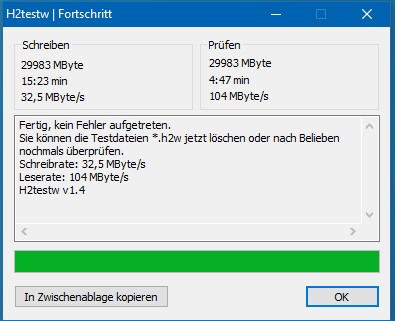 Geschwindigkeitstest 16 GB