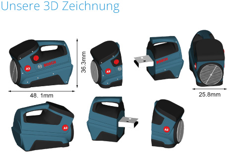3D Zeichung Artwork für Bosch USB-Stick