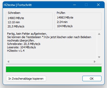 Geschwindigkeitstest 16 GB